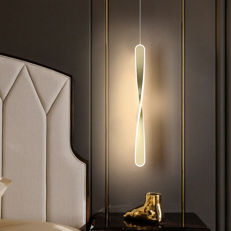 Minimalism LED Pendant Light Acrylic 1-Light Linear Down Lighting for Bedroom