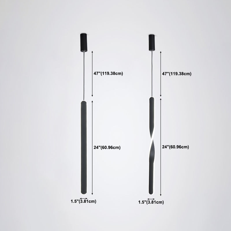 Minimalism LED Pendant Light Acrylic 1-Light Linear Down Lighting for Bedroom