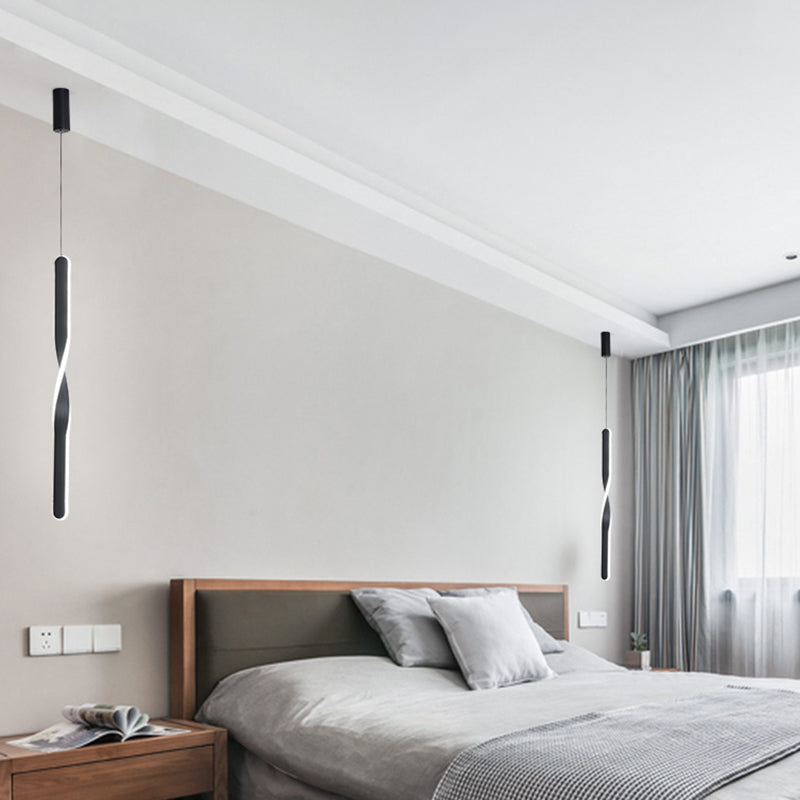 Minimalism LED Pendant Light Acrylic 1-Light Linear Down Lighting for Bedroom