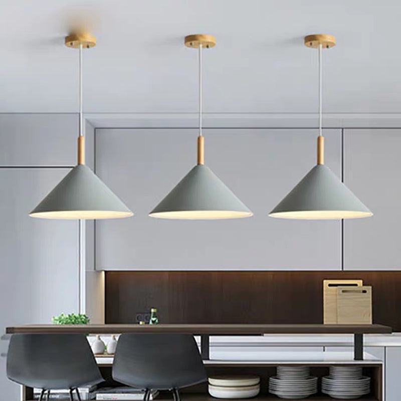 1 illuminazione a sospensione di cono leggero a cono moderno illuminazione sospesa in metallo per sala da pranzo