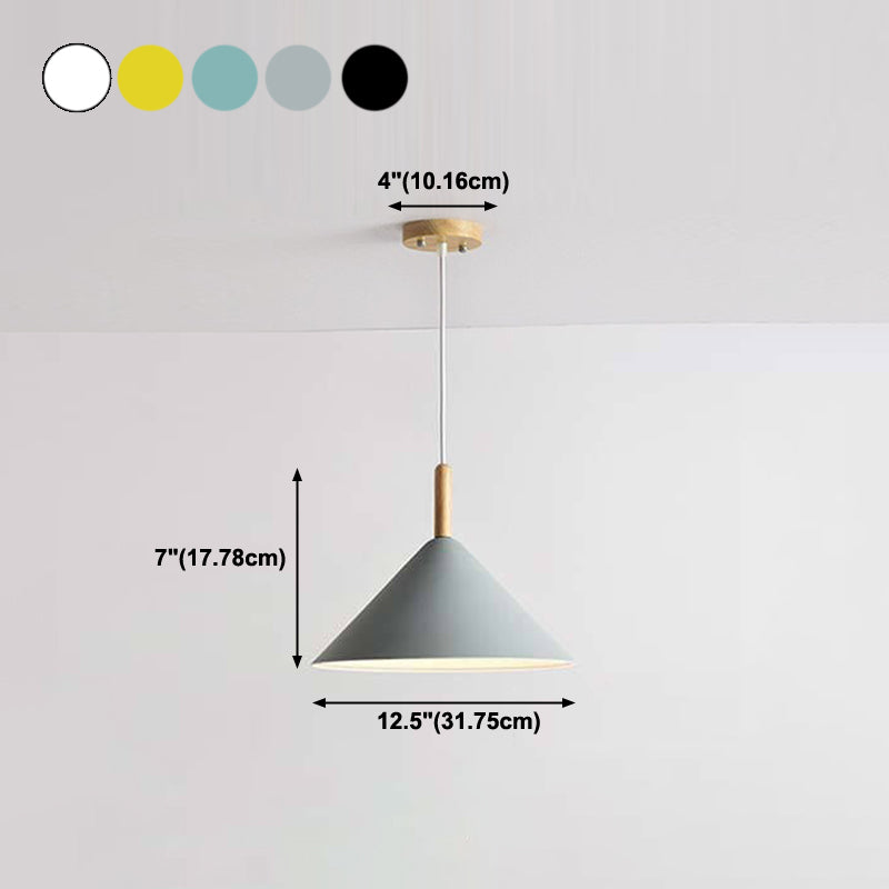 1 illuminazione a sospensione di cono leggero a cono moderno illuminazione sospesa in metallo per sala da pranzo