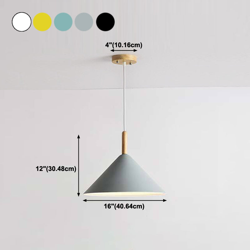 1 illuminazione a sospensione di cono leggero a cono moderno illuminazione sospesa in metallo per sala da pranzo