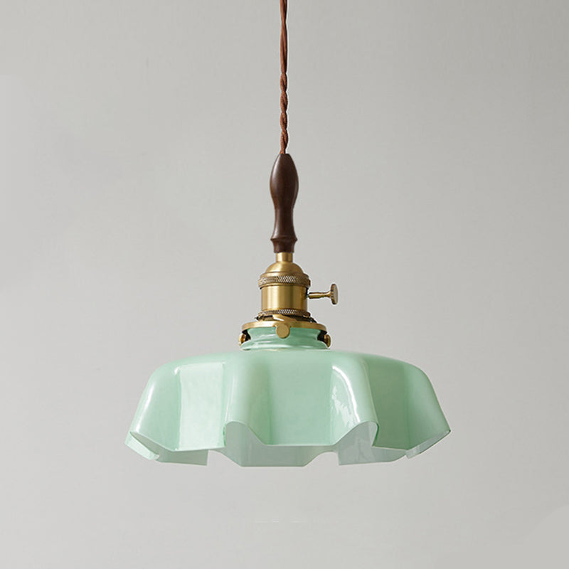Pot Cover Shape Hanging Lighting Industrial Style Glass 1 Light Pendant Lamp