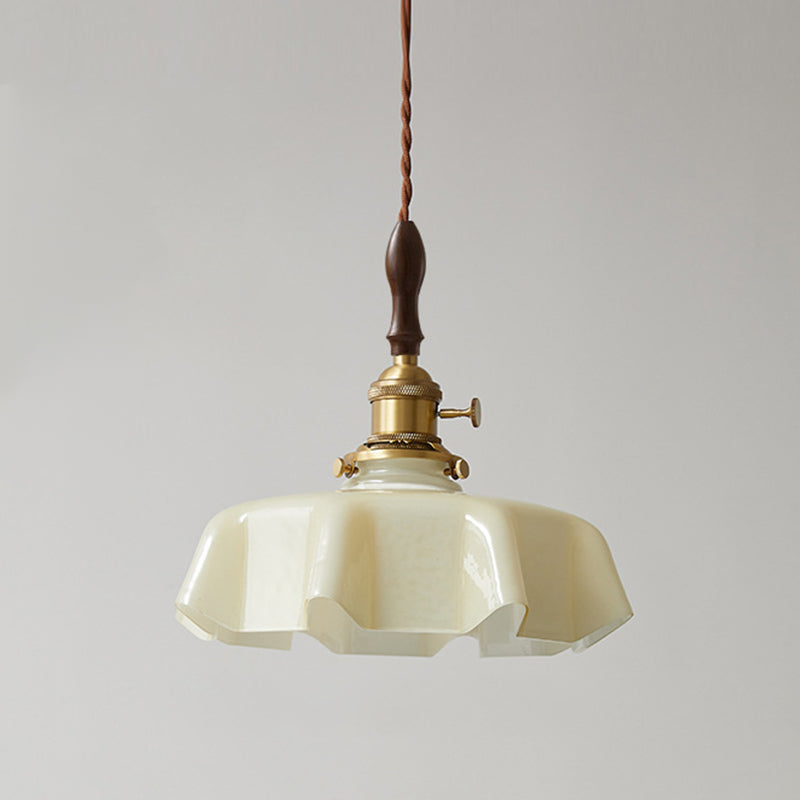 Pot Cover Shape Hanging Lighting Industrial Style Glass 1 Light Pendant Lamp