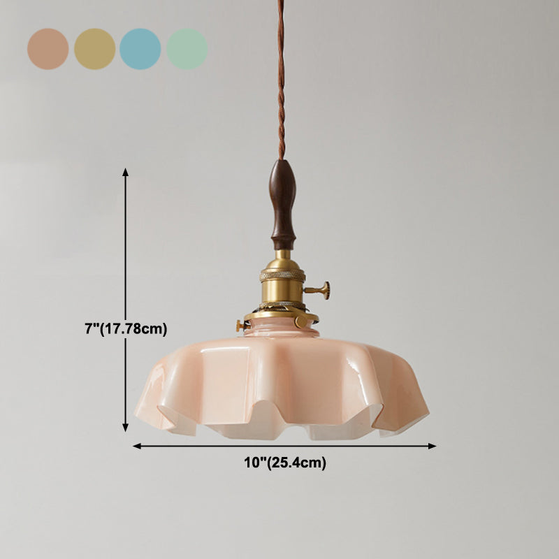 Pot Cover Shape Hanging Lighting Industrial Style Glass 1 Light Pendant Lamp