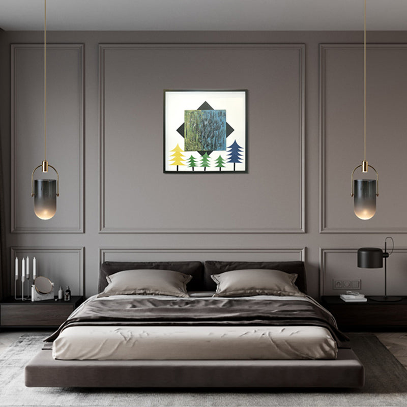 Multi Light Barrel Hanging Pendant Modern Style Glass Hanging Lighting for Living Room