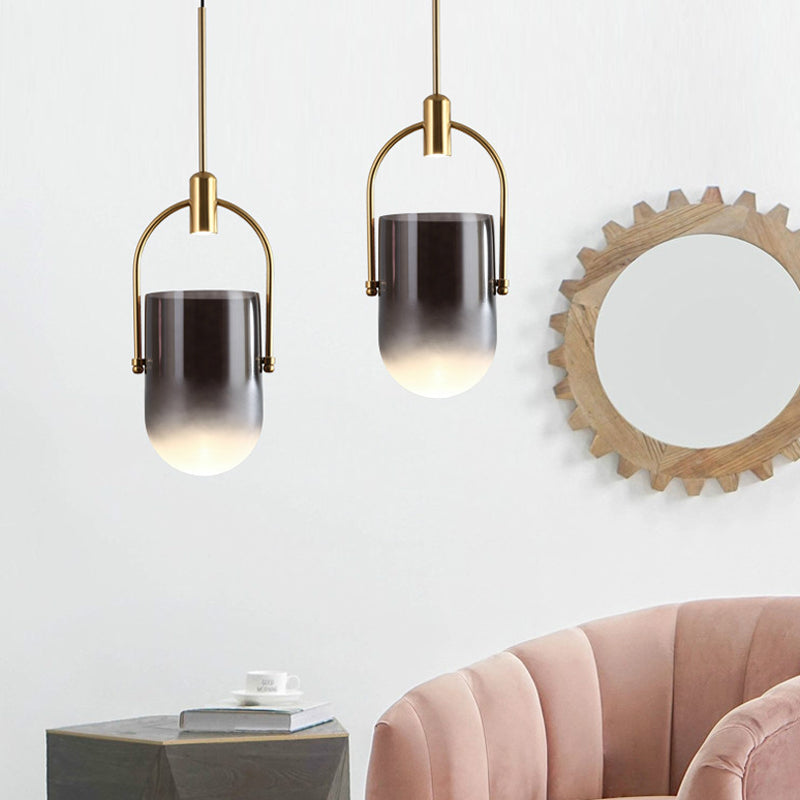 Multi Light Barrel Hanging Pendant Modern Style Glass Hanging Lighting for Living Room