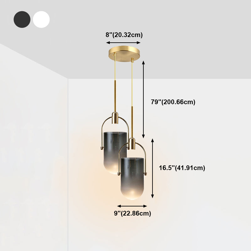 Multi Light Barrel Hanging Pendant Modern Style Glass Hanging Lighting for Living Room