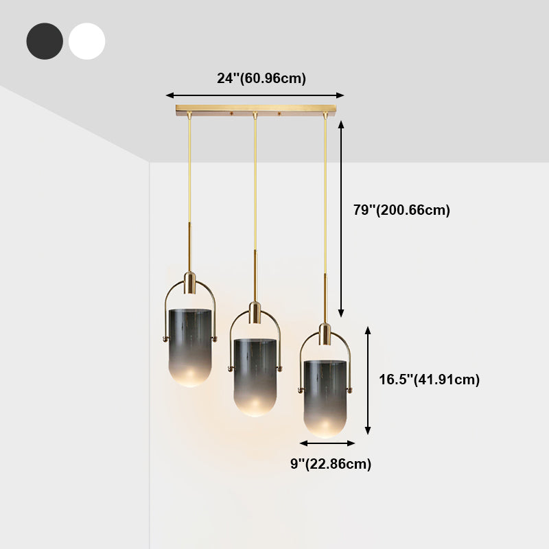 Multi Light Barrel Hanging Pendant Modern Style Glass Hanging Lighting for Living Room