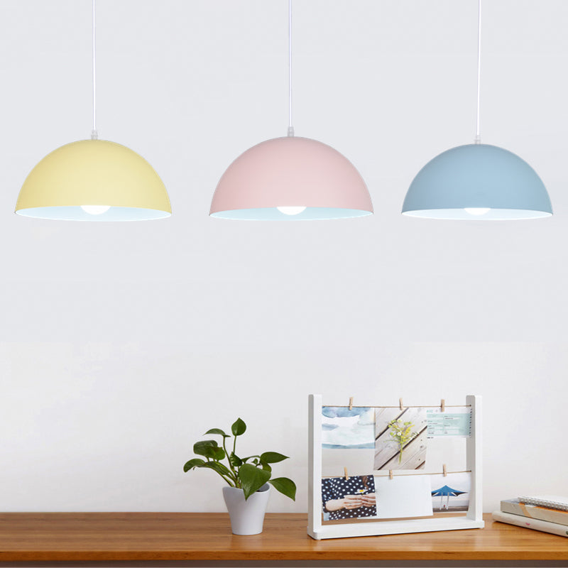 Metal Bowl Shade Hanging Lights Modern Macaron Style 1 Light Hanging Mount Fixture for Supermarket