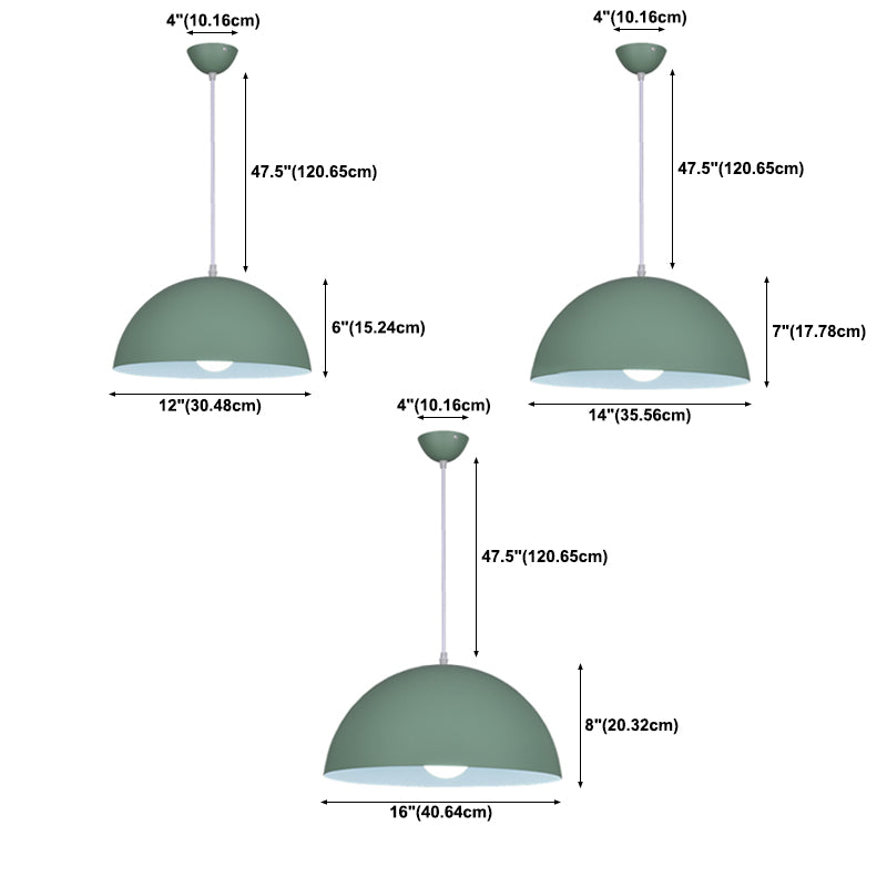 Metal Bowl Shade Hanging Lights Modern Macaron Style 1 Light Hanging Mount Fixture for Supermarket