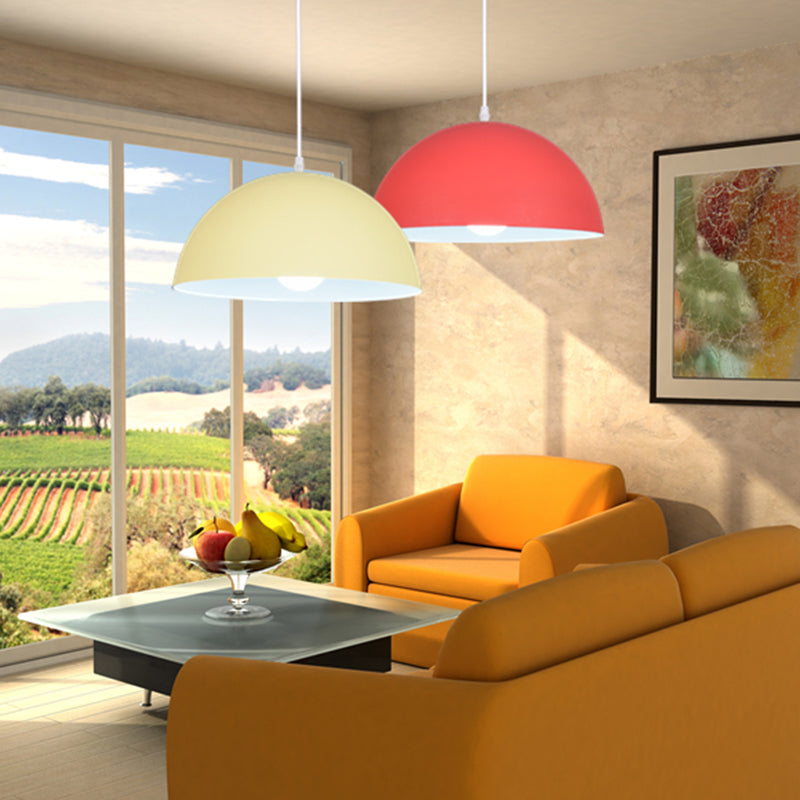 Metal Bowl Shade Hanging Lights Modern Macaron Style 1 Light Hanging Mount Fixture for Supermarket