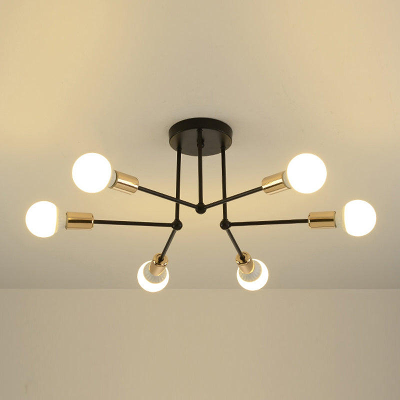 Sputnik Metal Ceiling Light Fixture Loft Style Bedroom Semi Flush Ceiling Light