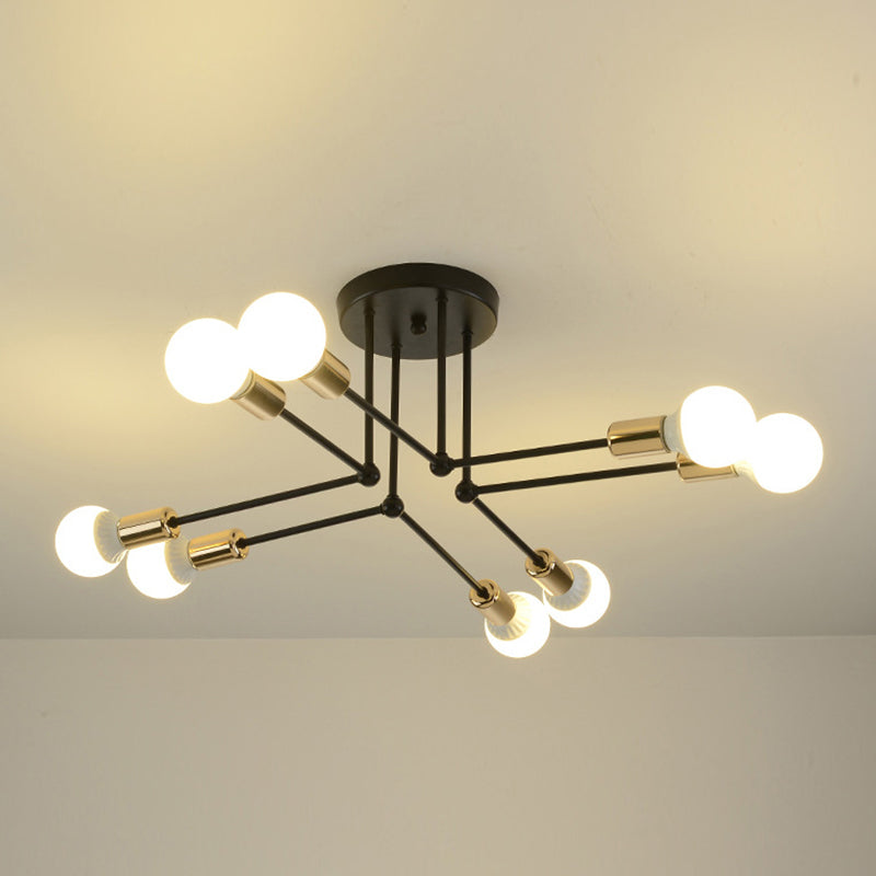 Sputnik Metal Ceiling Light Fixture Loft Style Bedroom Semi Flush Ceiling Light