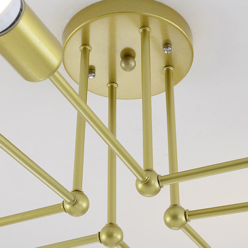 Sputnik Metal Ceiling Light Fixture Loft Style Bedroom Semi Flush Ceiling Light