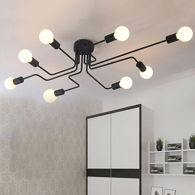 Lámpara de metal Delgada Semi-Vaciado de Luz Lámpara de techo de Loft de Luz en Negro
