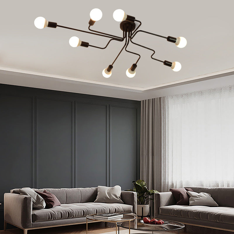 Lámpara de metal Delgada Semi-Vaciado de Luz Lámpara de techo de Loft de Luz en Negro