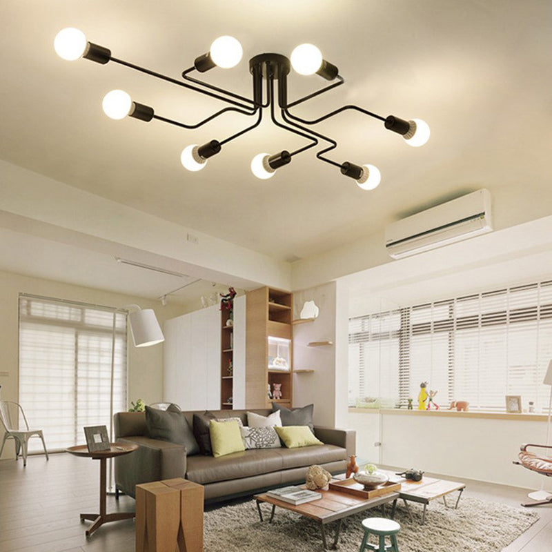 Lámpara de metal Delgada Semi-Vaciado de Luz Lámpara de techo de Loft de Luz en Negro