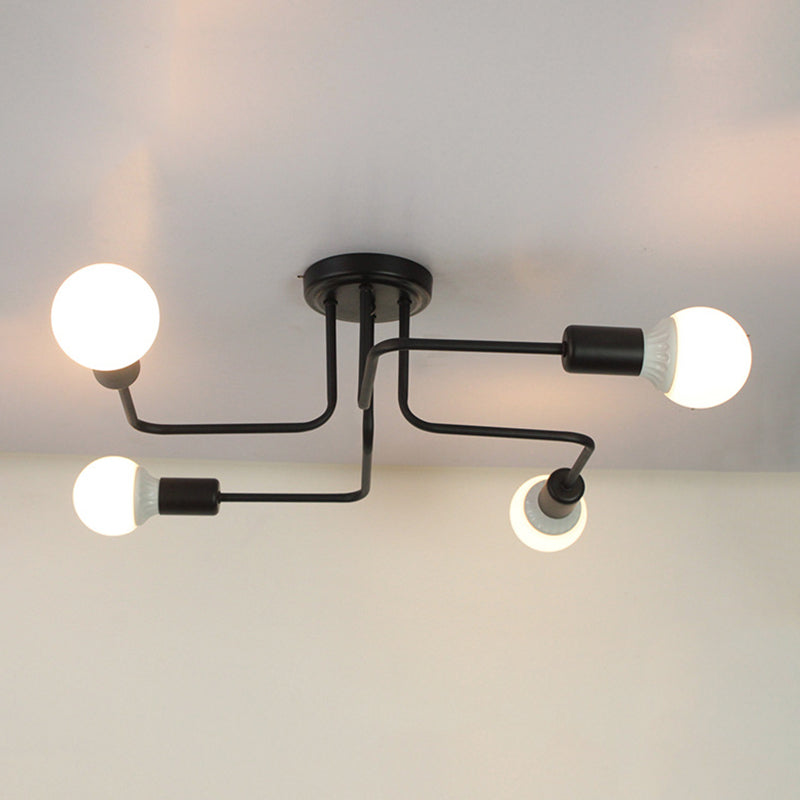 Lámpara de metal Delgada Semi-Vaciado de Luz Lámpara de techo de Loft de Luz en Negro
