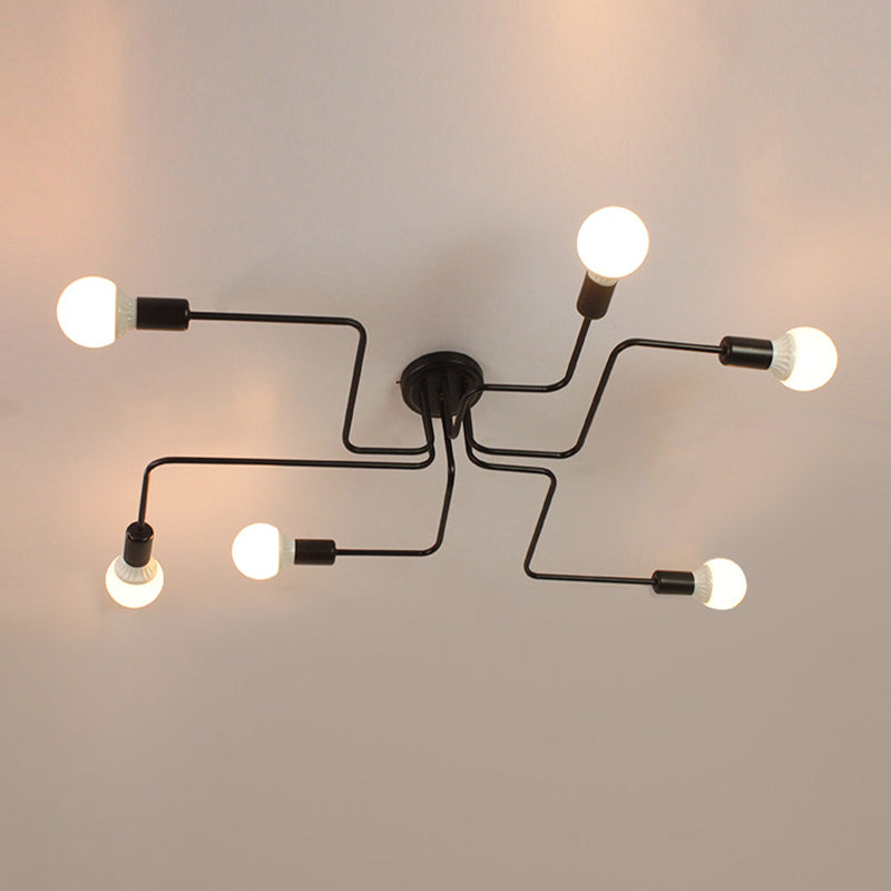 Lámpara de metal Delgada Semi-Vaciado de Luz Lámpara de techo de Loft de Luz en Negro