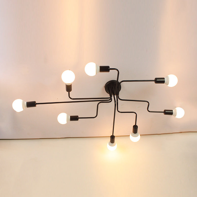 Lámpara de metal Delgada Semi-Vaciado de Luz Lámpara de techo de Loft de Luz en Negro
