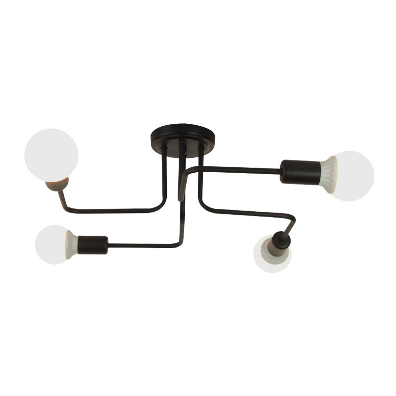 Lámpara de metal Delgada Semi-Vaciado de Luz Lámpara de techo de Loft de Luz en Negro