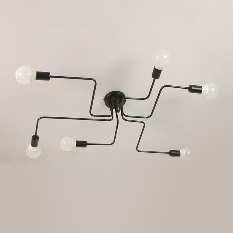 Lámpara de metal Delgada Semi-Vaciado de Luz Lámpara de techo de Loft de Luz en Negro