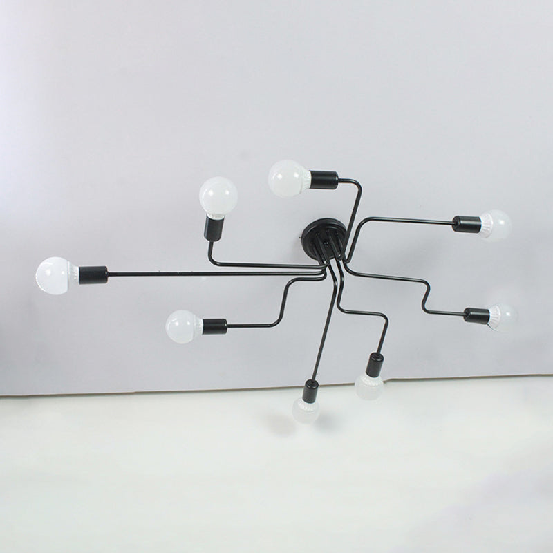 Lámpara de metal Delgada Semi-Vaciado de Luz Lámpara de techo de Loft de Luz en Negro