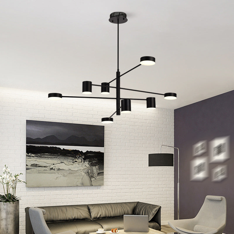 Black Sputnik Pendant Lighting Fixture Modern Style LED Metal Hanging Chandelier