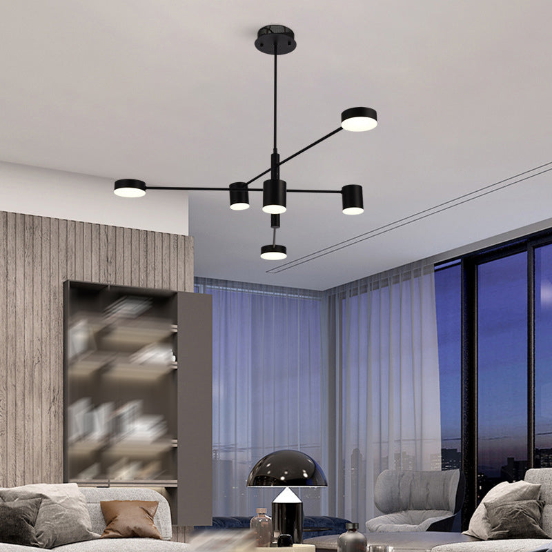 Black Sputnik Pendant Lighting Fixture Modern Style LED Metal Hanging Chandelier