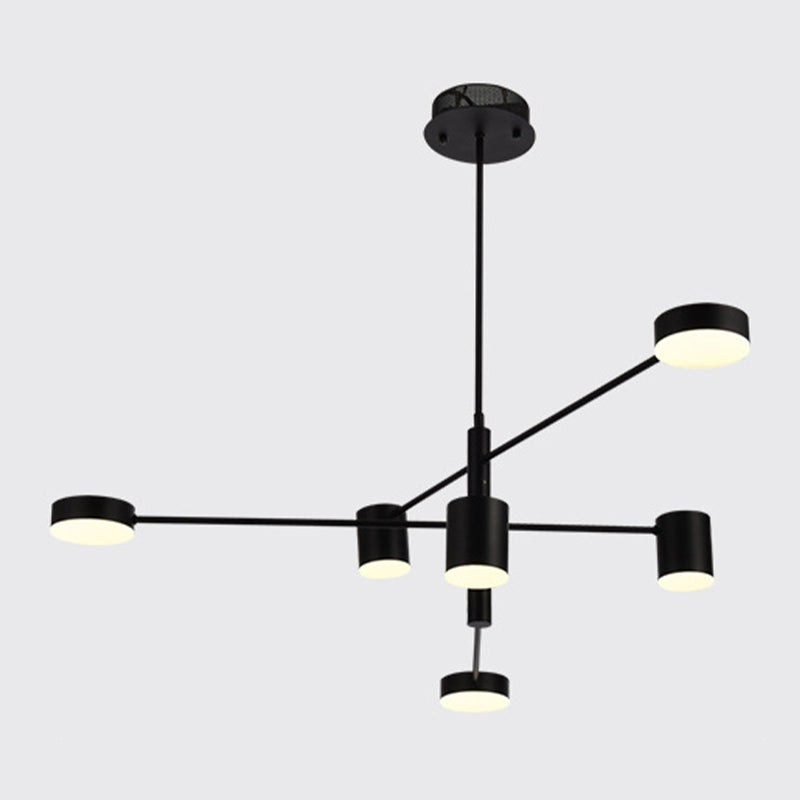 Black Sputnik Pendant Lighting Fixture Modern Style LED Metal Hanging Chandelier