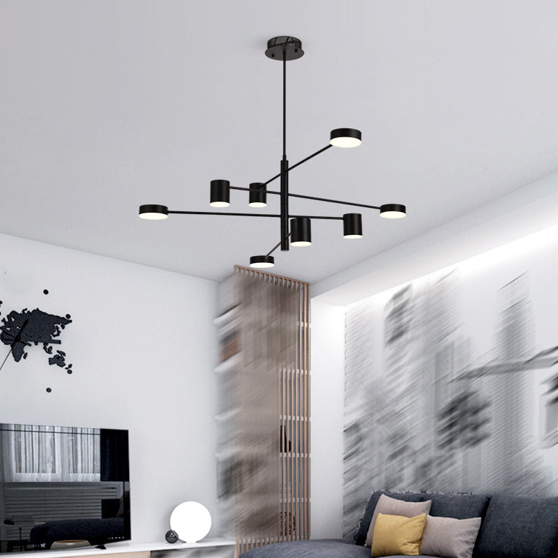 Black Sputnik Pendant Lighting Fixture Modern Style LED Metal Hanging Chandelier