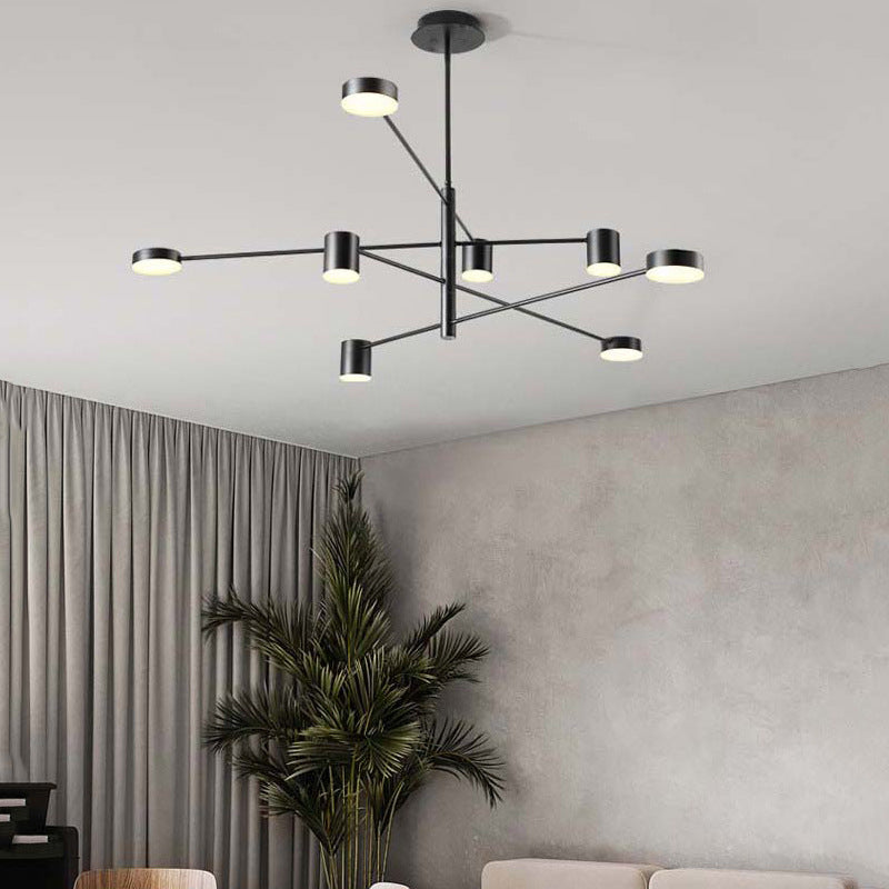 Black Sputnik Pendant Lighting Fixture Modern Style LED Metal Hanging Chandelier