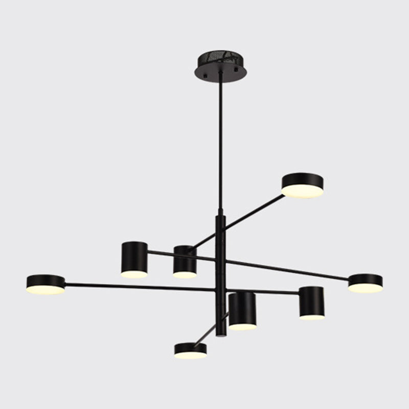 Black Sputnik Pendant Lighting Fixture Modern Style LED Metal Hanging Chandelier