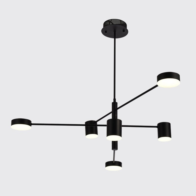 Black Sputnik Pendant Lighting Fixture Modern Style LED Metal Hanging Chandelier