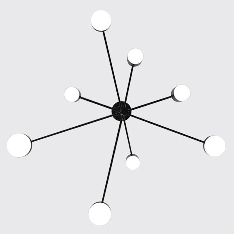 Black Sputnik Pendant Lighting Fixture Modern Style LED Metal Hanging Chandelier
