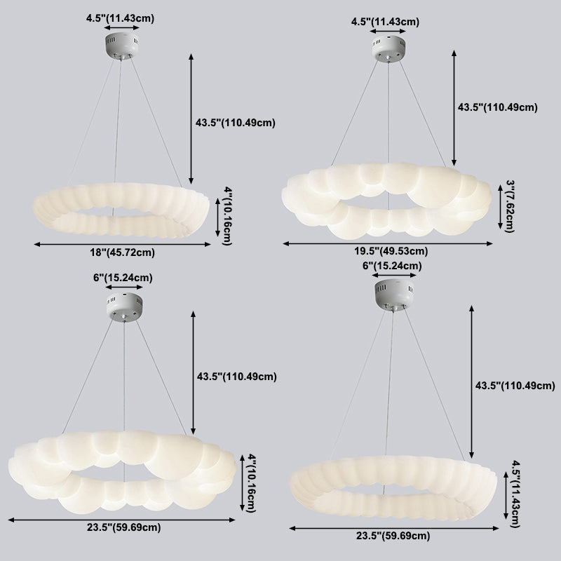 Circle Metal Ceiling Hanging Light Nordic Style LED White Ceiling Pendant Light