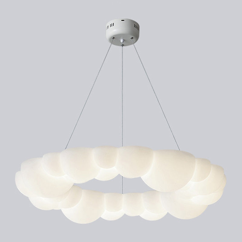 Circle Metal Ceiling Hanging Light Nordic Style LED White Ceiling Pendant Light