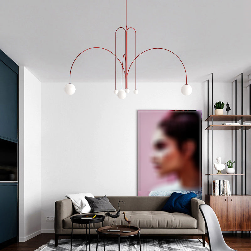 Postmodern Unique 6 Head Chandelier Lighting Fixture Red Chandelier Light for Sitting Room