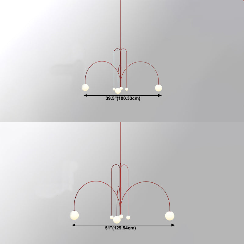 Postmodern Unique 6 Head Chandelier Lighting Fixture Red Chandelier Light for Sitting Room