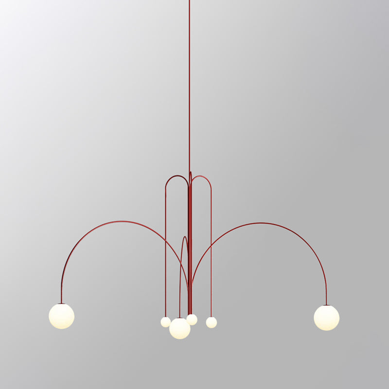 Postmodern Unique 6 Head Chandelier Lighting Fixture Red Chandelier Light for Sitting Room