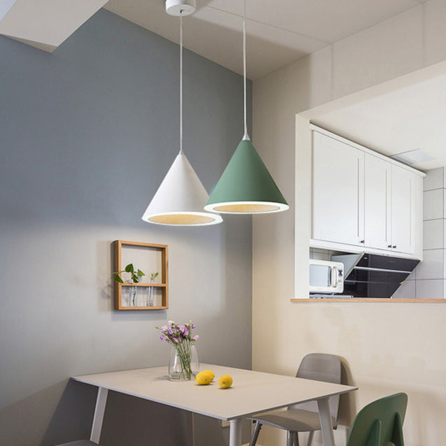 Contemporary Single Light Hanging Lamp Macron Metal Led Pendant Light for Study Room