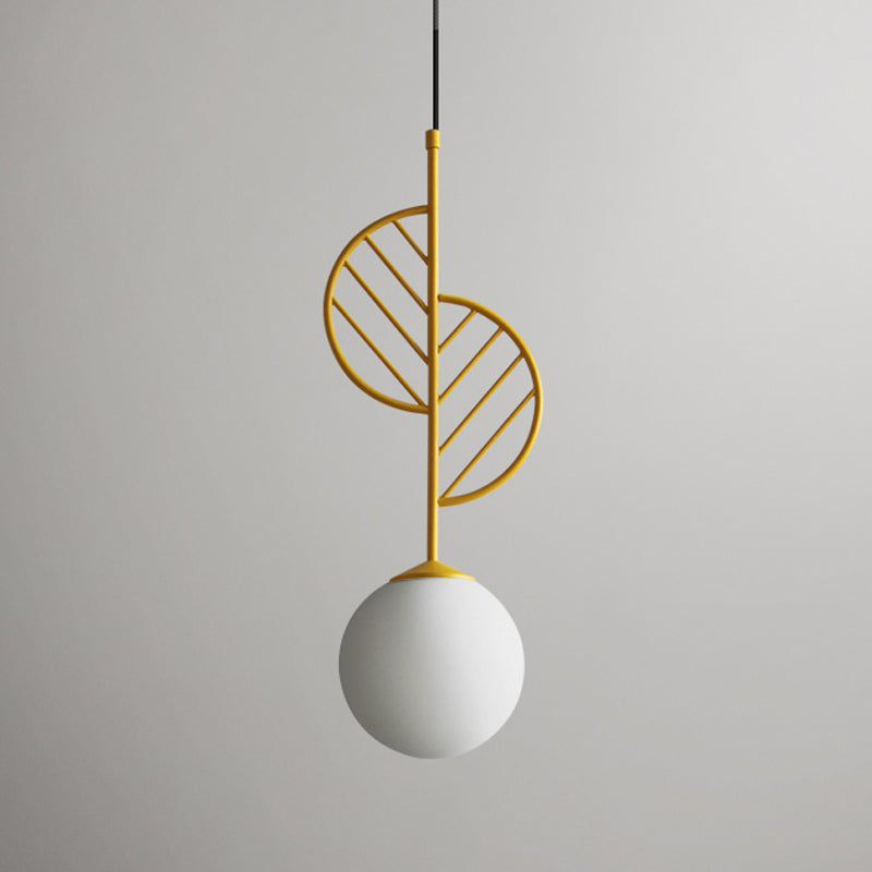 Multicolored Leaf Pendant Lighting Macaron 1 Head White Glass Suspension Light for Cafe