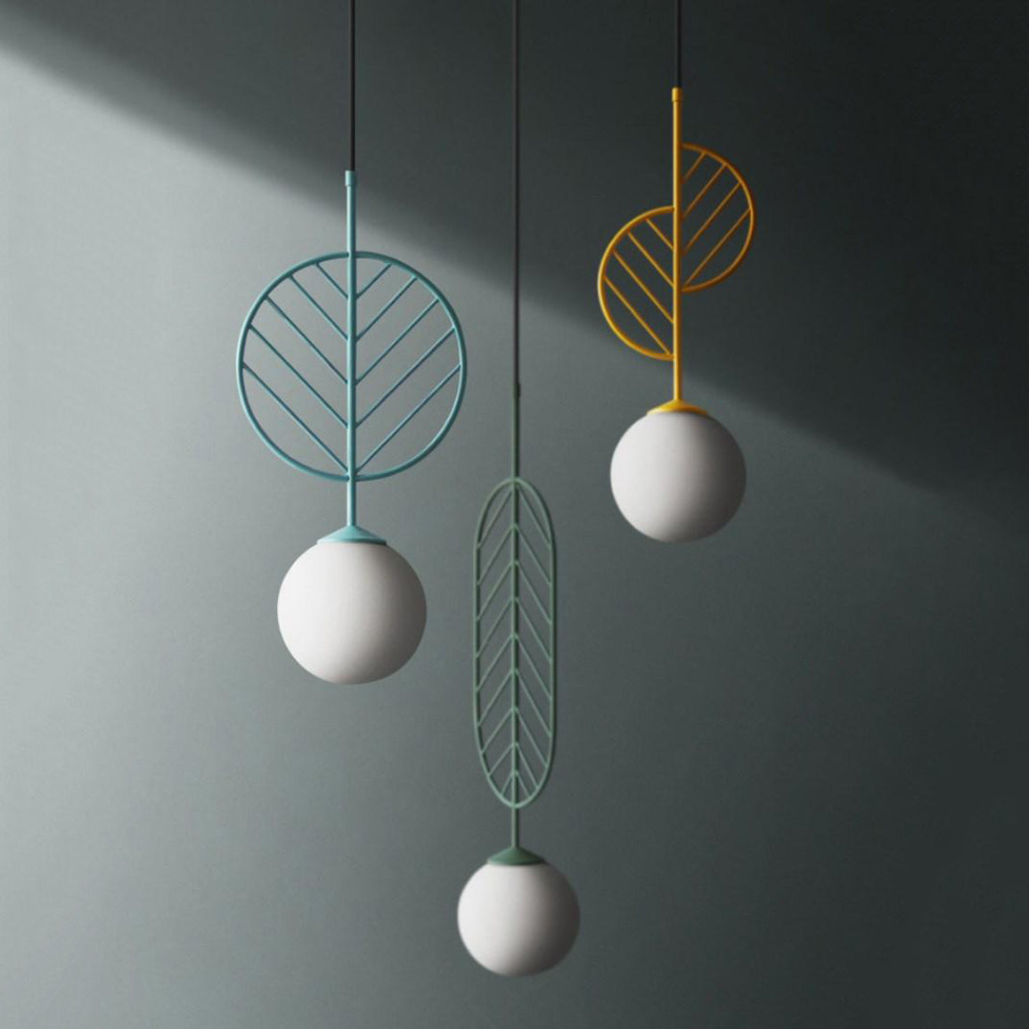 Macaron de pendentif à feuilles multicolores macaron 1 tête de suspension en verre blanc clair pour le café