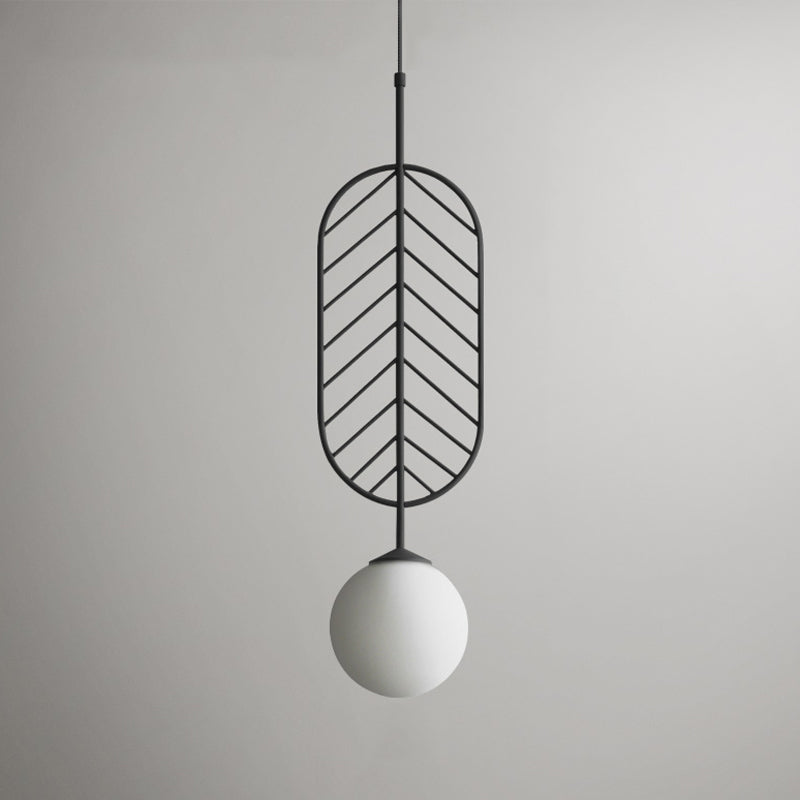 Multicolored Leaf Pendant Lighting Macaron 1 Head White Glass Suspension Light for Cafe