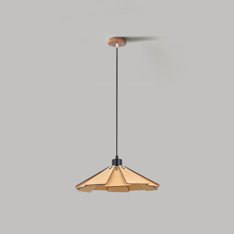 Geometry Shaped Basswood Ceiling Pendant Light Modern Style Hanging Light for Dining Room