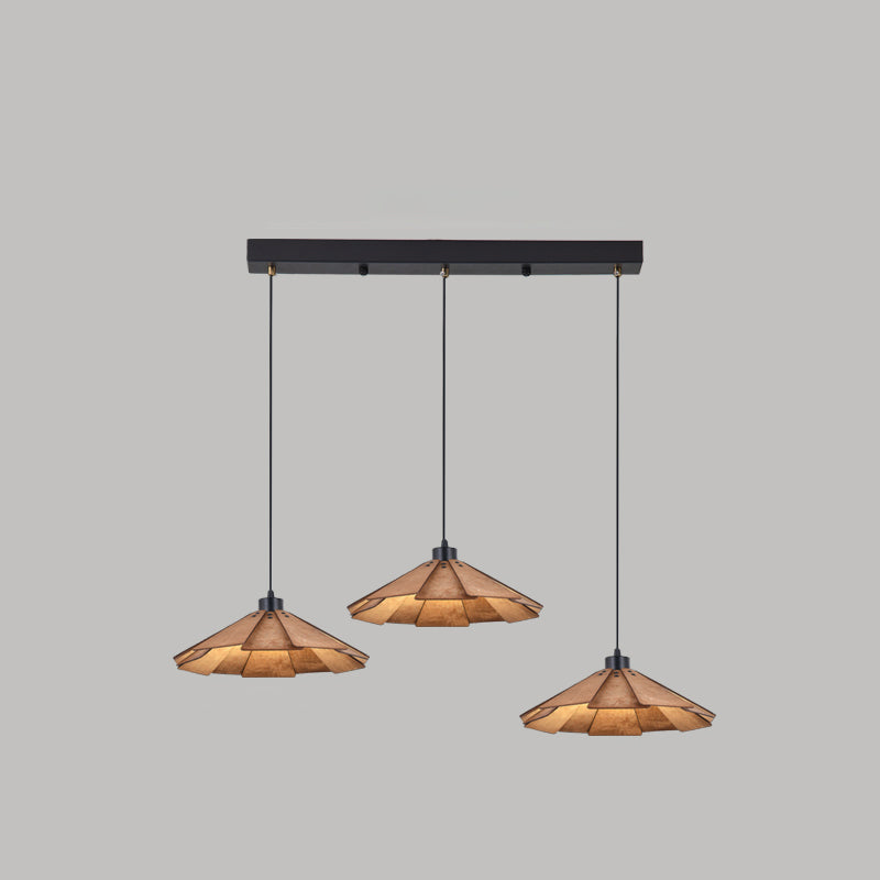 Geometry Shaped Basswood Ceiling Pendant Light Modern Style Hanging Light for Dining Room