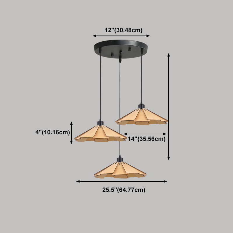 Geometry Shaped Basswood Ceiling Pendant Light Modern Style Hanging Light for Dining Room