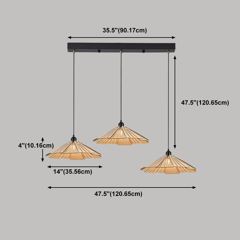 Geometry Shaped Basswood Ceiling Pendant Light Modern Style Hanging Light for Dining Room