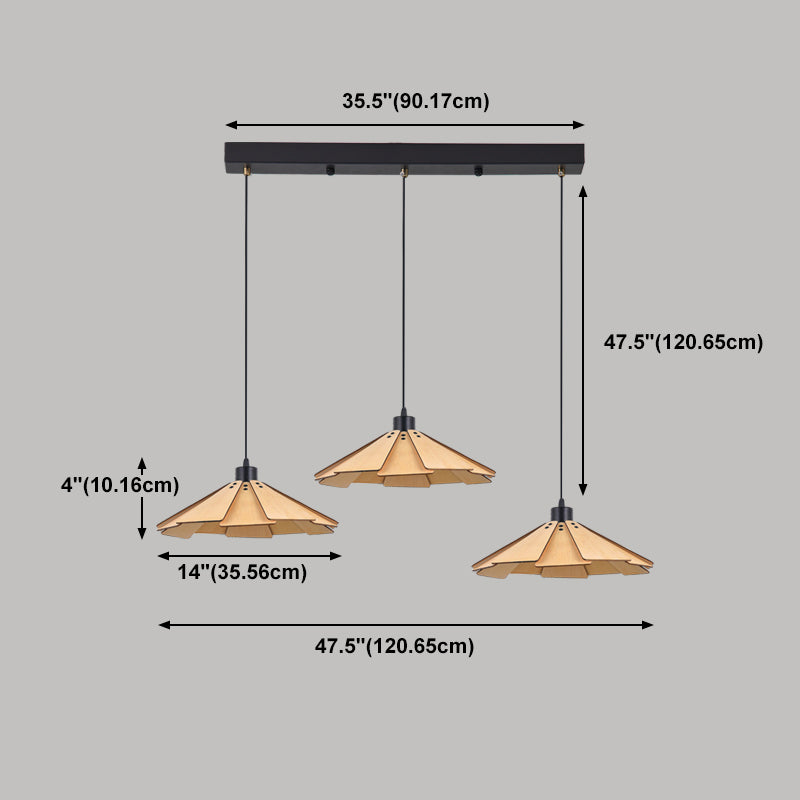 Geometry Shaped Basswood Ceiling Pendant Light Modern Style Hanging Light for Dining Room
